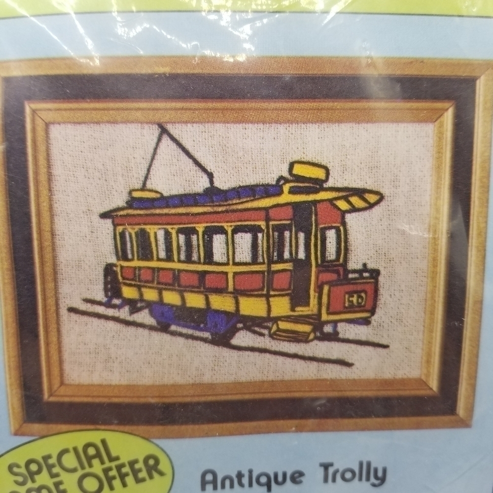 Mini Quicks Stitchery Kit Easy Antique Trolly Valiant Crafts Cable Car Guide 5x7